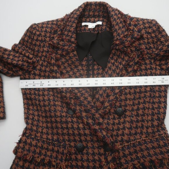 Veronica Beard Taja Houndstooth Plaid Tweed Double Breasted Blazer Jacket Size 8 - Picture 12 of 15